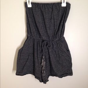 Strapless black and white stripped romper